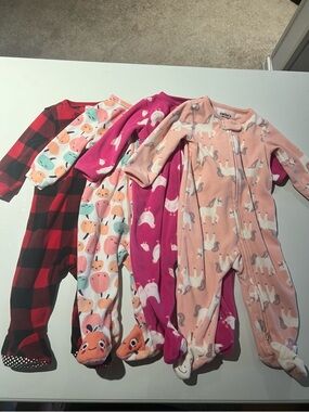 3-6mos Baby bundle of 4 Cozy Fleece Footed Sleepers - Carter’s & Joe Fresh